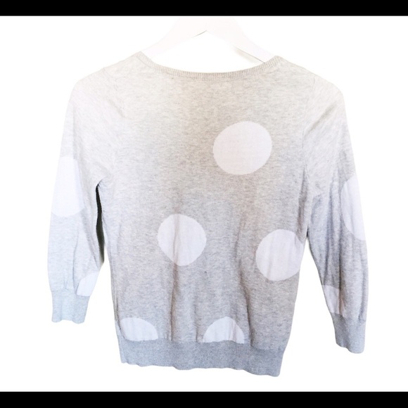 HWR (Anthropologie) Monogram Polka Dot Sweater With 3/4 Crop Sleeves Grey Small - Picture 11 of 13